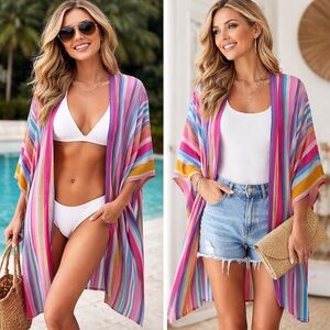 Striped Multicolor Kimono